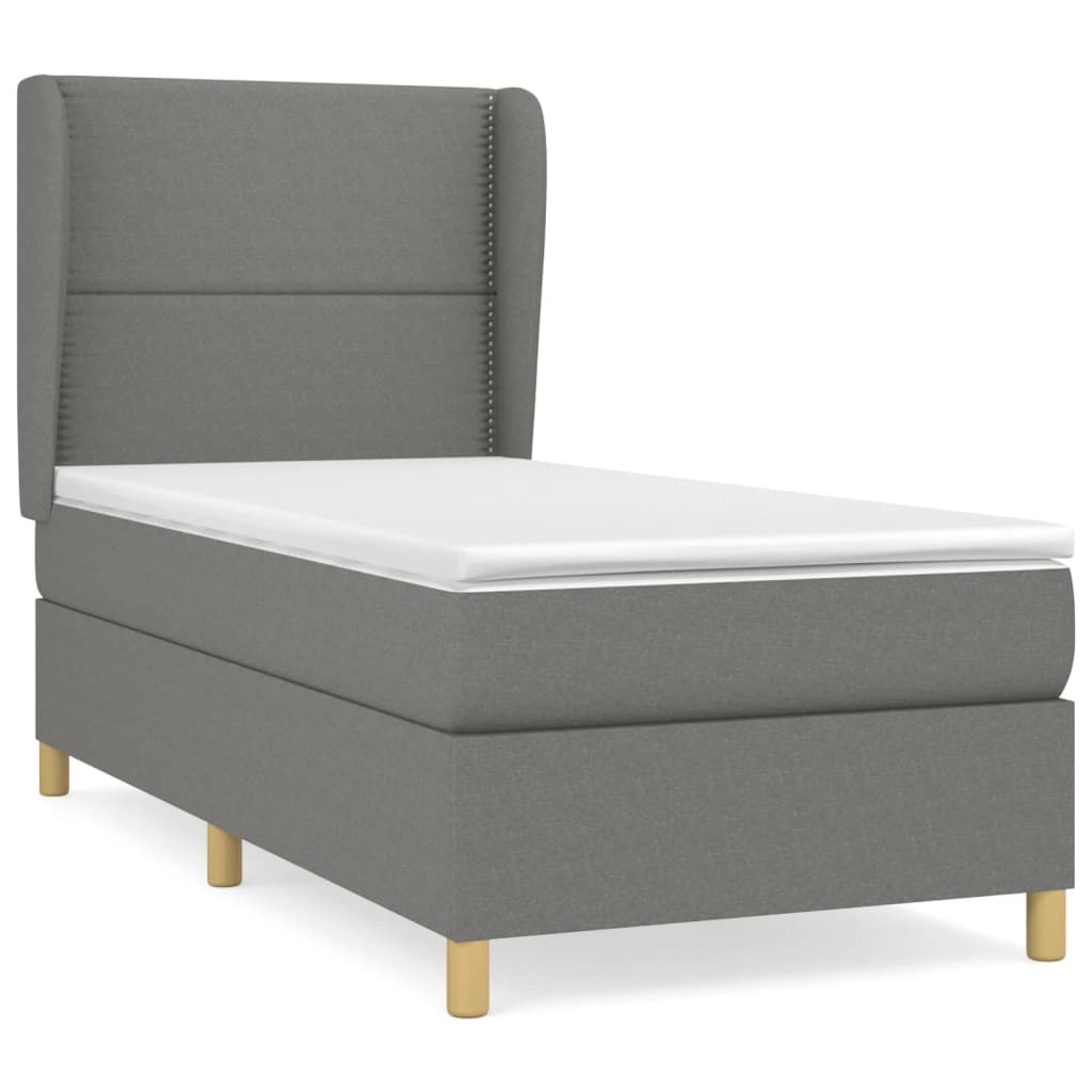 Giroletto a Molle con Materasso Grigio Scuro 90x190 cm Tessuto | homemem39