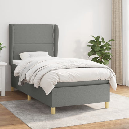 Giroletto a Molle con Materasso Grigio Scuro 90x190 cm Tessuto | homemem39