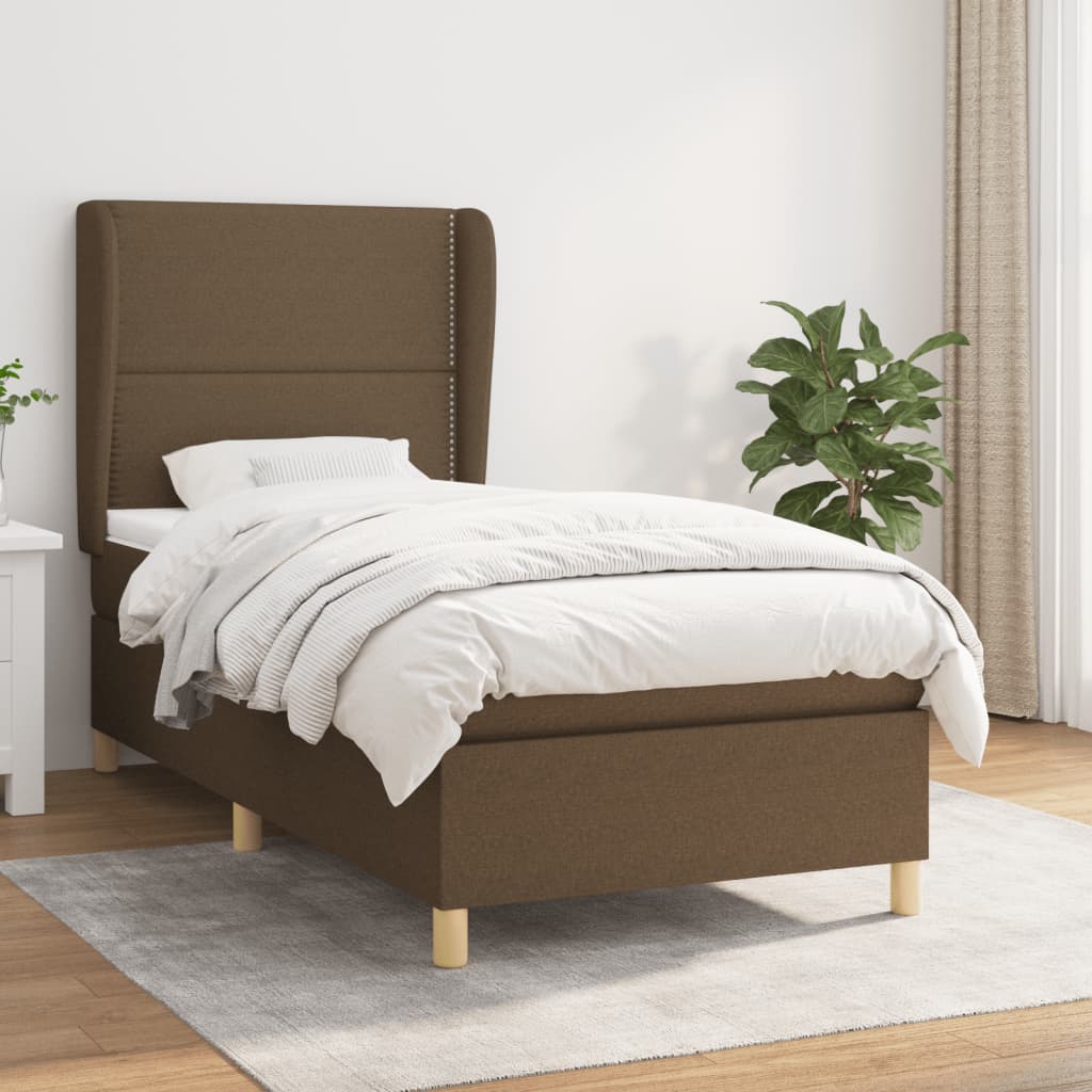Giroletto a Molle con Materasso Marrone Scuro 90x190cm Tessuto | homemem39