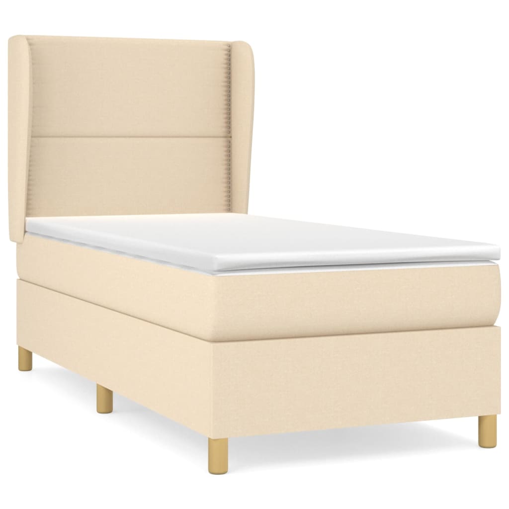 Giroletto a Molle con Materasso Crema 90x190 cm in Tessuto | homemem39