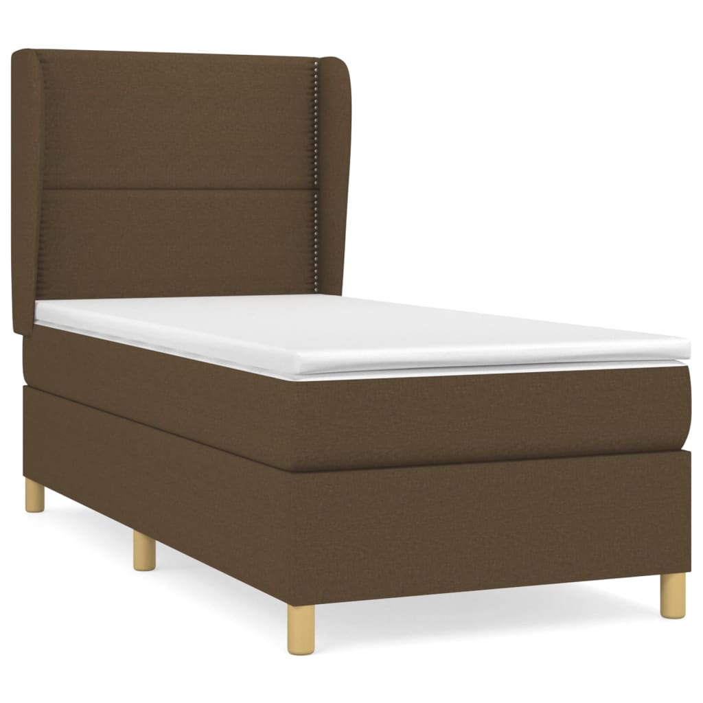 Giroletto a Molle con Materasso Marrone Scuro 90x200 cm Tessuto | homemem39