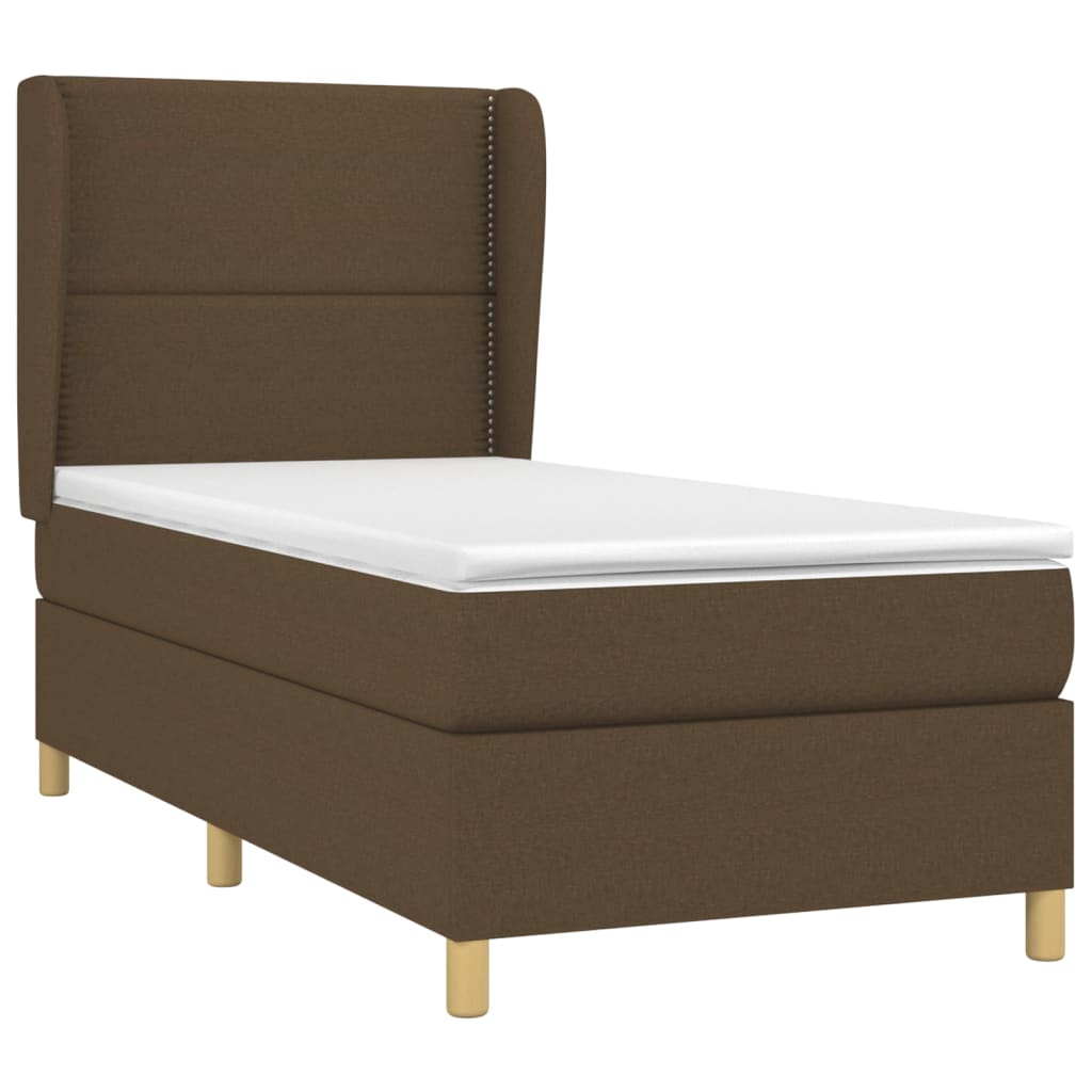 Giroletto a Molle con Materasso Marrone Scuro 90x200 cm Tessuto | homemem39