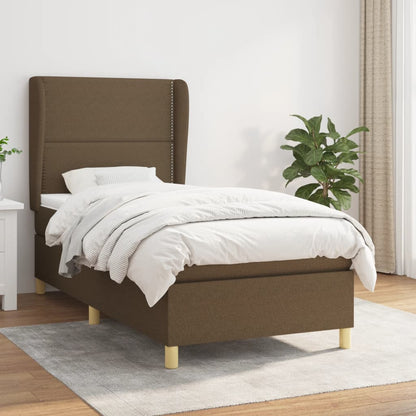 Giroletto a Molle con Materasso Marrone Scuro 90x200 cm Tessuto | homemem39