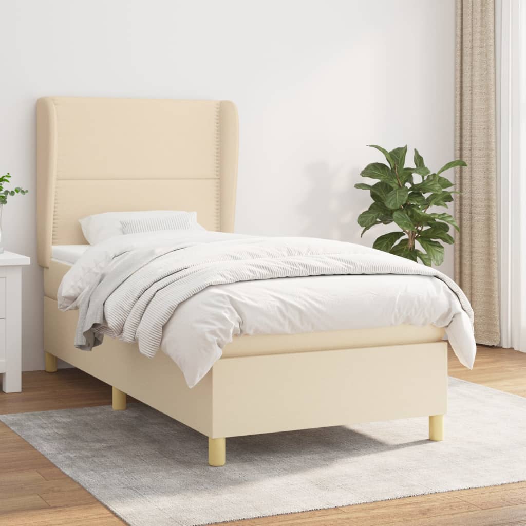 Giroletto a Molle con Materasso Crema 100x200 cm in Tessuto | homemem39