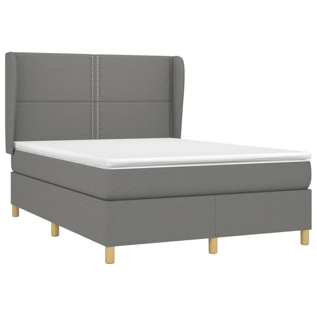 Giroletto a Molle con Materasso Grigio Scuro 140x190 cm Tessuto | homemem39