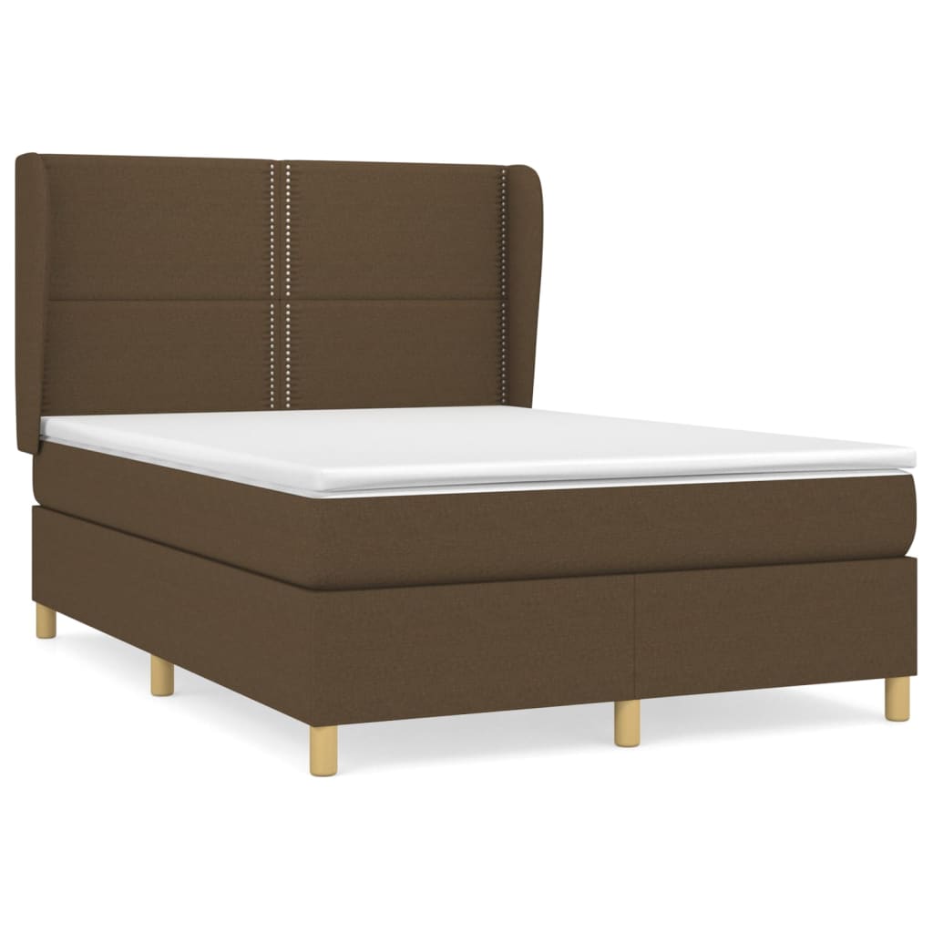 Giroletto a Molle con Materasso Marrone Scuro 140x190cm Tessuto | homemem39