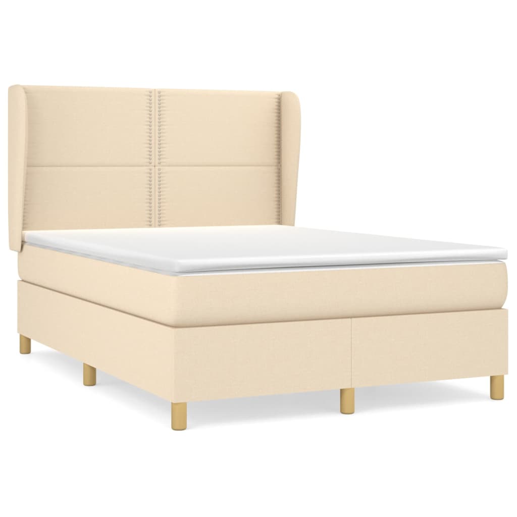Giroletto a Molle con Materasso Crema 140x19 cm in Tessuto | homemem39