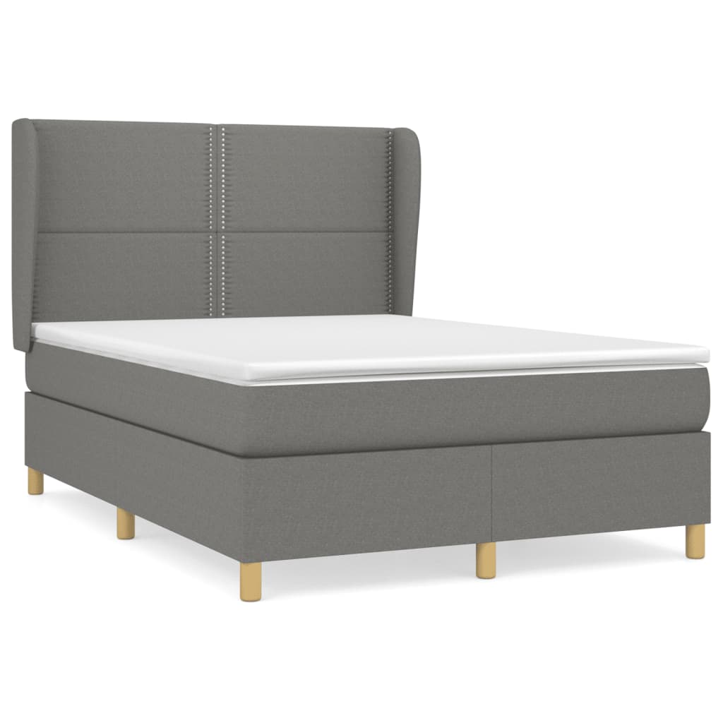 Giroletto a Molle con Materasso Grigio Scuro 140x200cm Tessuto | homemem39