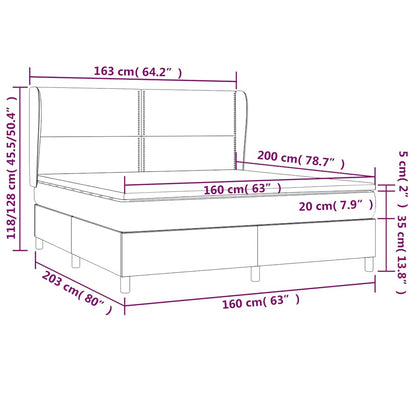Giroletto a Molle con Materasso Nero 160x200 cm in Tessuto | homemem39