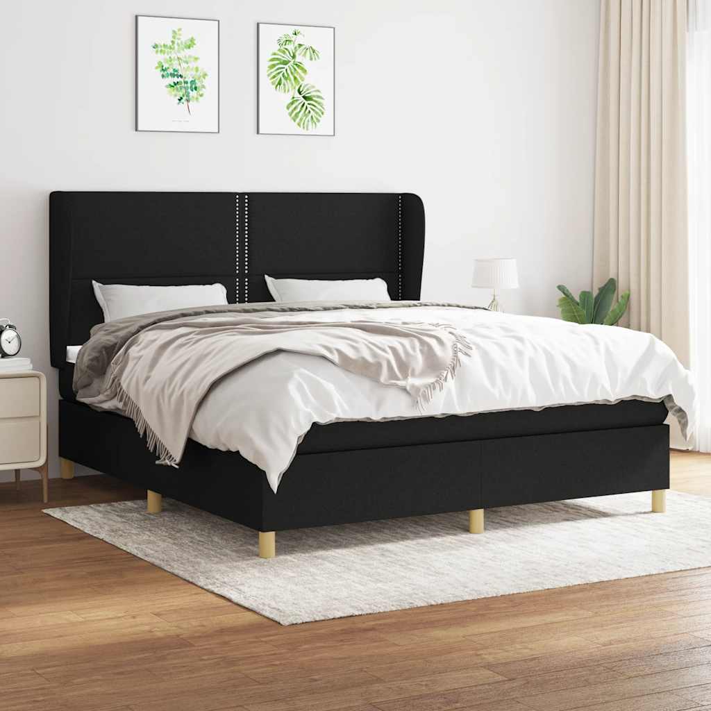 Giroletto a Molle con Materasso Nero 160x200 cm in Tessuto | homemem39