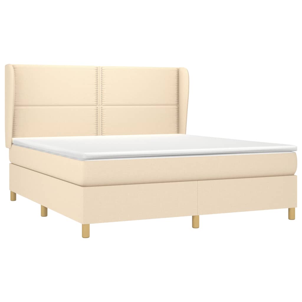 Giroletto a Molle con Materasso Crema 180x200 cm in Tessuto | homemem39
