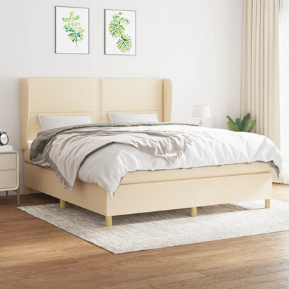 Giroletto a Molle con Materasso Crema 180x200 cm in Tessuto | homemem39