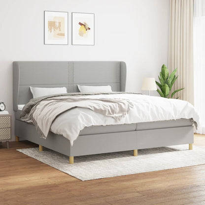 Giroletto a Molle con Materasso Grigio Chiaro 200x200cm Tessuto | homemem39