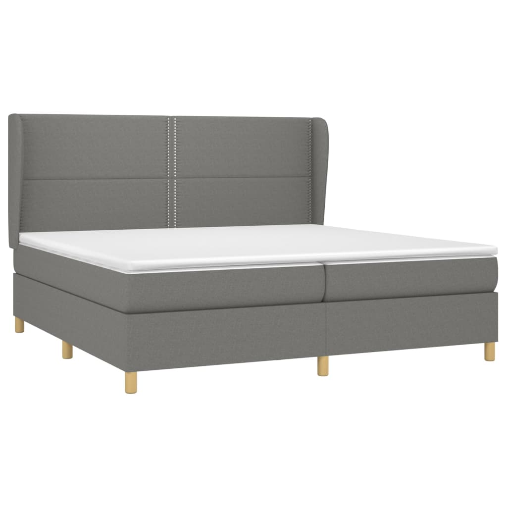 Giroletto a Molle con Materasso Grigio Scuro 200x200 cm Tessuto | homemem39