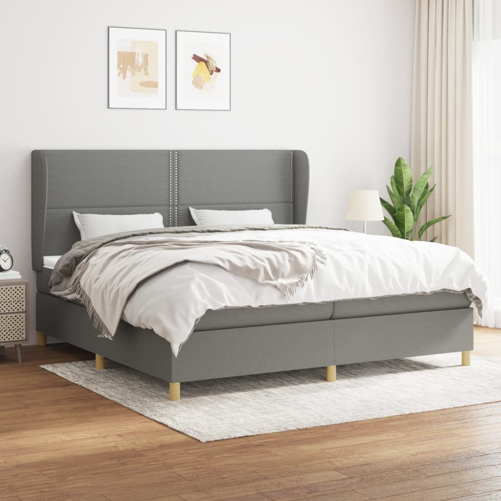 Giroletto a Molle con Materasso Grigio Scuro 200x200 cm Tessuto | homemem39