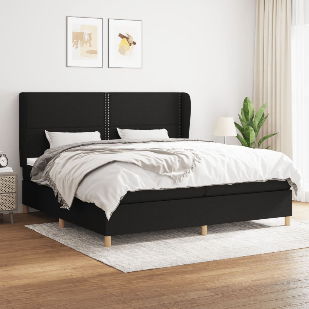 Giroletto a Molle con Materasso Nero 200x200 cm in Tessuto | homemem39