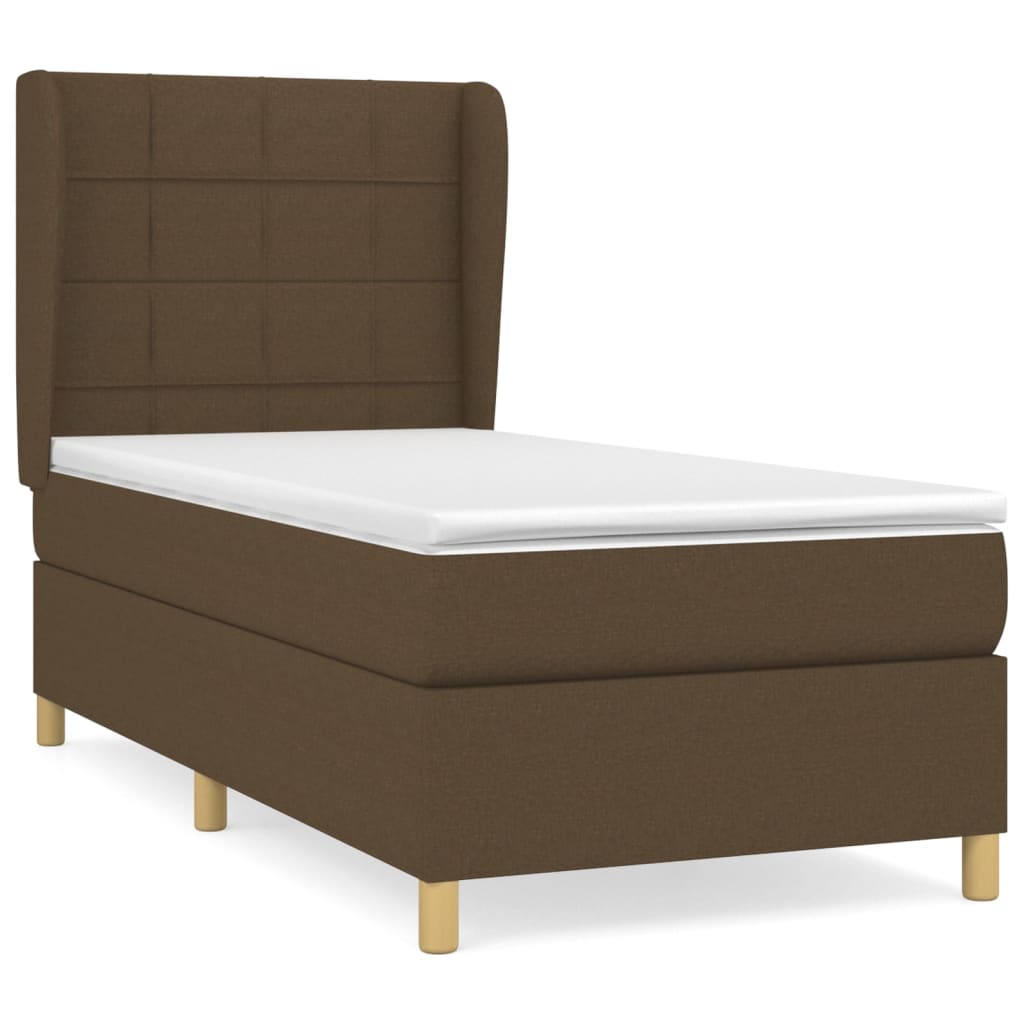Giroletto a Molle con Materasso Marrone Scuro 90x190cm Tessuto | homemem39