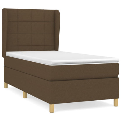 Giroletto a Molle con Materasso Marrone Scuro 90x190cm Tessuto | homemem39