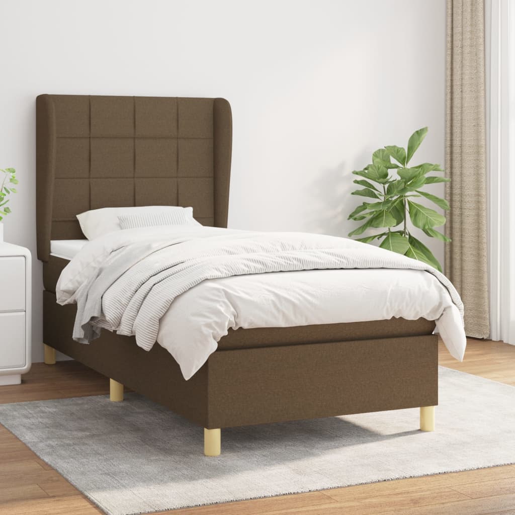 Giroletto a Molle con Materasso Marrone Scuro 90x190cm Tessuto | homemem39