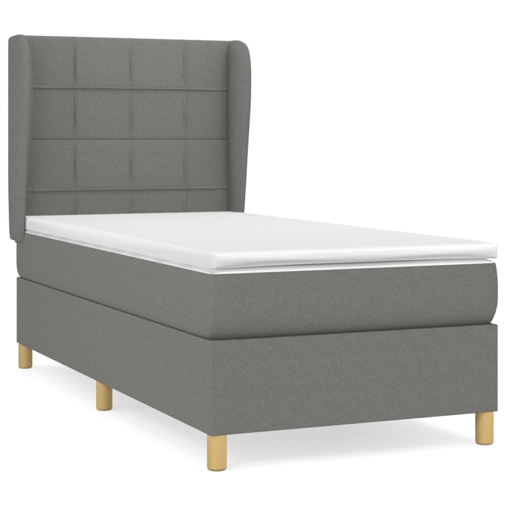 Giroletto a Molle con Materasso Grigio Scuro 90x200 cm Tessuto | homemem39