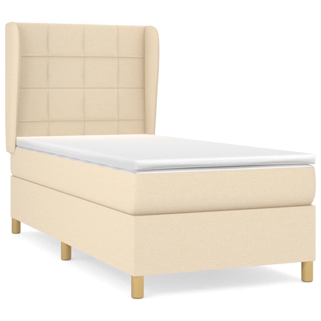 Giroletto a Molle con Materasso Crema 100x200 cm in Tessuto | homemem39