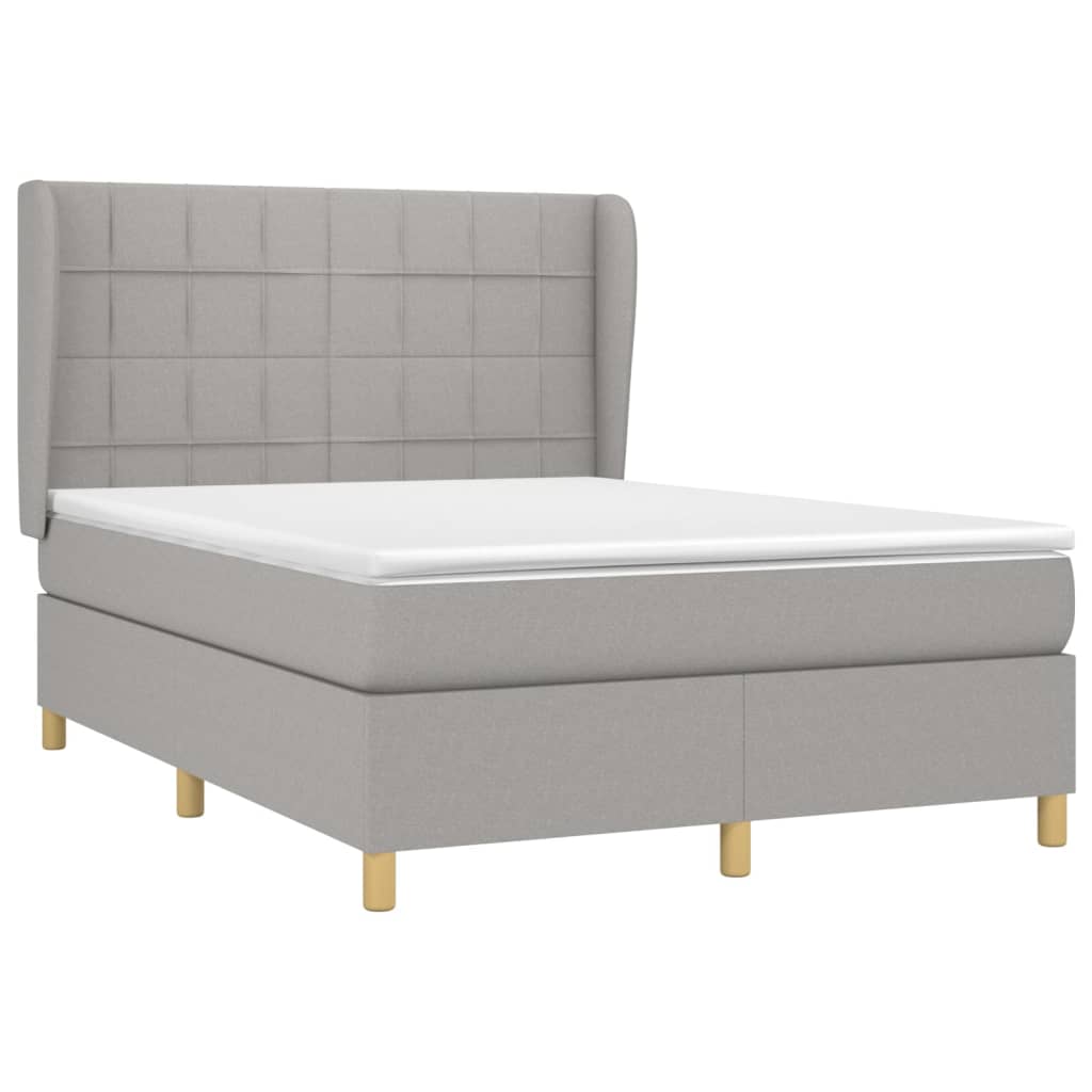 Giroletto a Molle con Materasso Grigio Chiaro 140x200cm Tessuto | homemem39