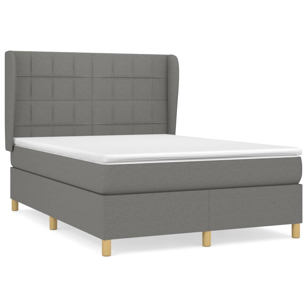Giroletto a Molle con Materasso Grigio Scuro 140x200cm Tessuto | homemem39