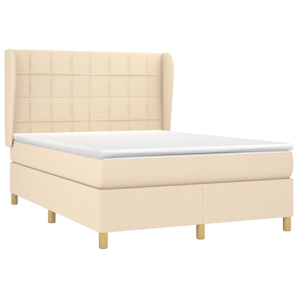 Giroletto a Molle con Materasso Crema 140x200 cm in Tessuto | homemem39