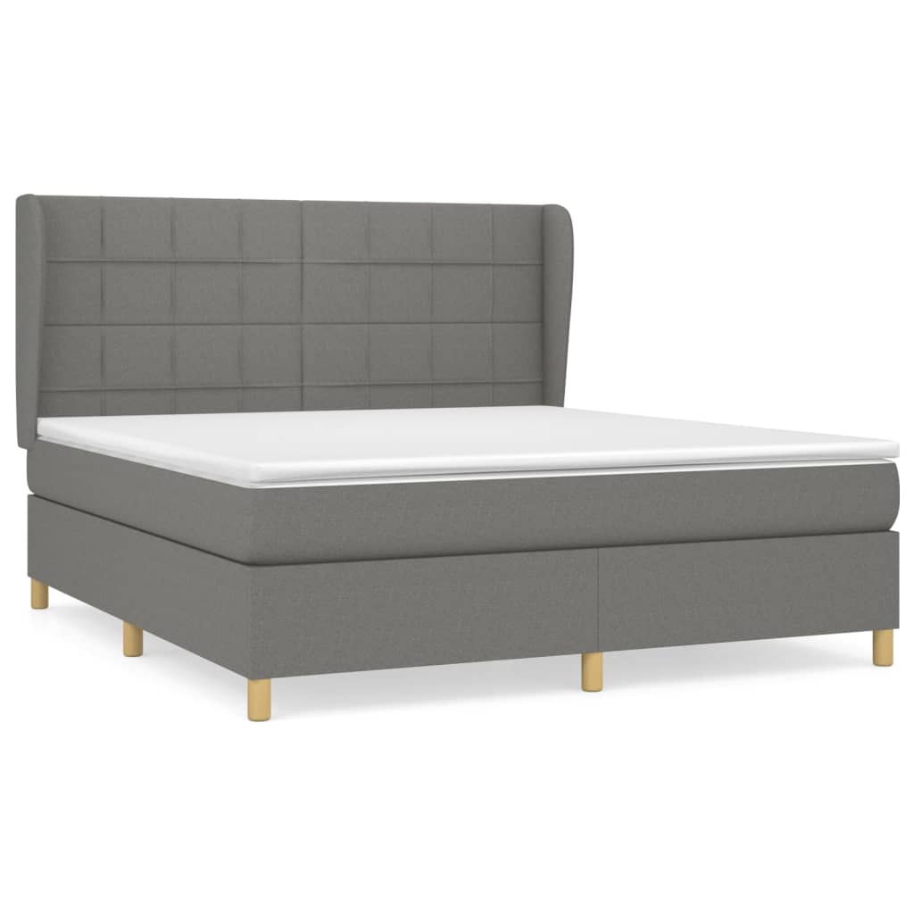 Giroletto a Molle con Materasso Grigio Scuro 160x200 cm Tessuto | homemem39