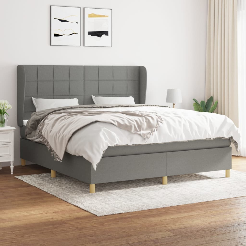Giroletto a Molle con Materasso Grigio Scuro 160x200 cm Tessuto | homemem39