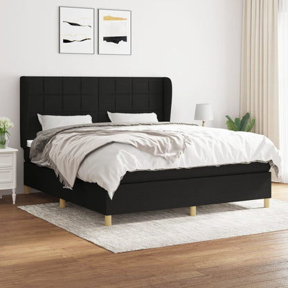 Giroletto a Molle con Materasso Nero 160x200 cm in Tessuto | homemem39