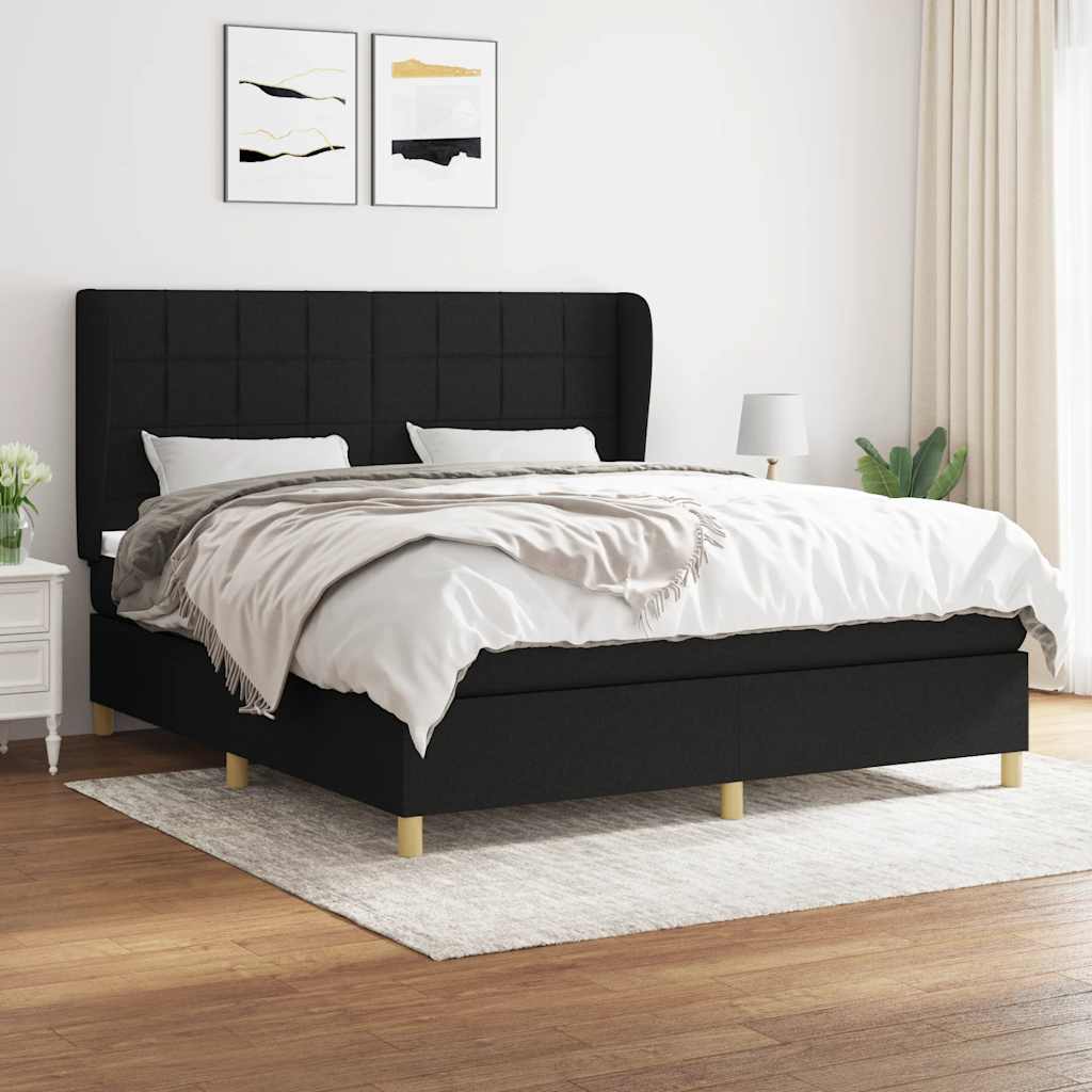 Giroletto a Molle con Materasso Nero 180x200 cm in Tessuto | homemem39