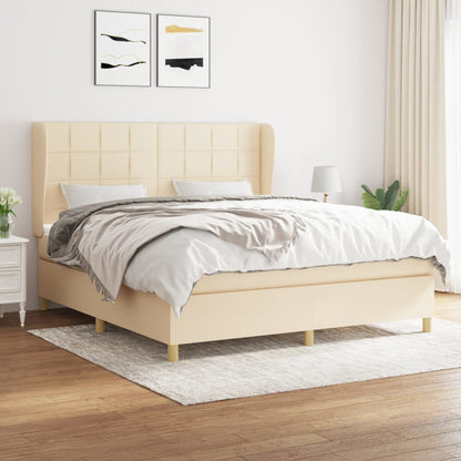 Giroletto a Molle con Materasso Crema 180x200 cm in Tessuto | homemem39