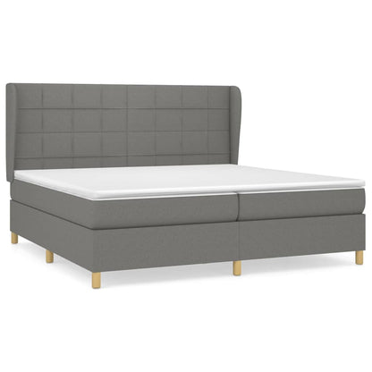 Giroletto a Molle con Materasso Grigio Scuro 200x200 cm Tessuto | homemem39