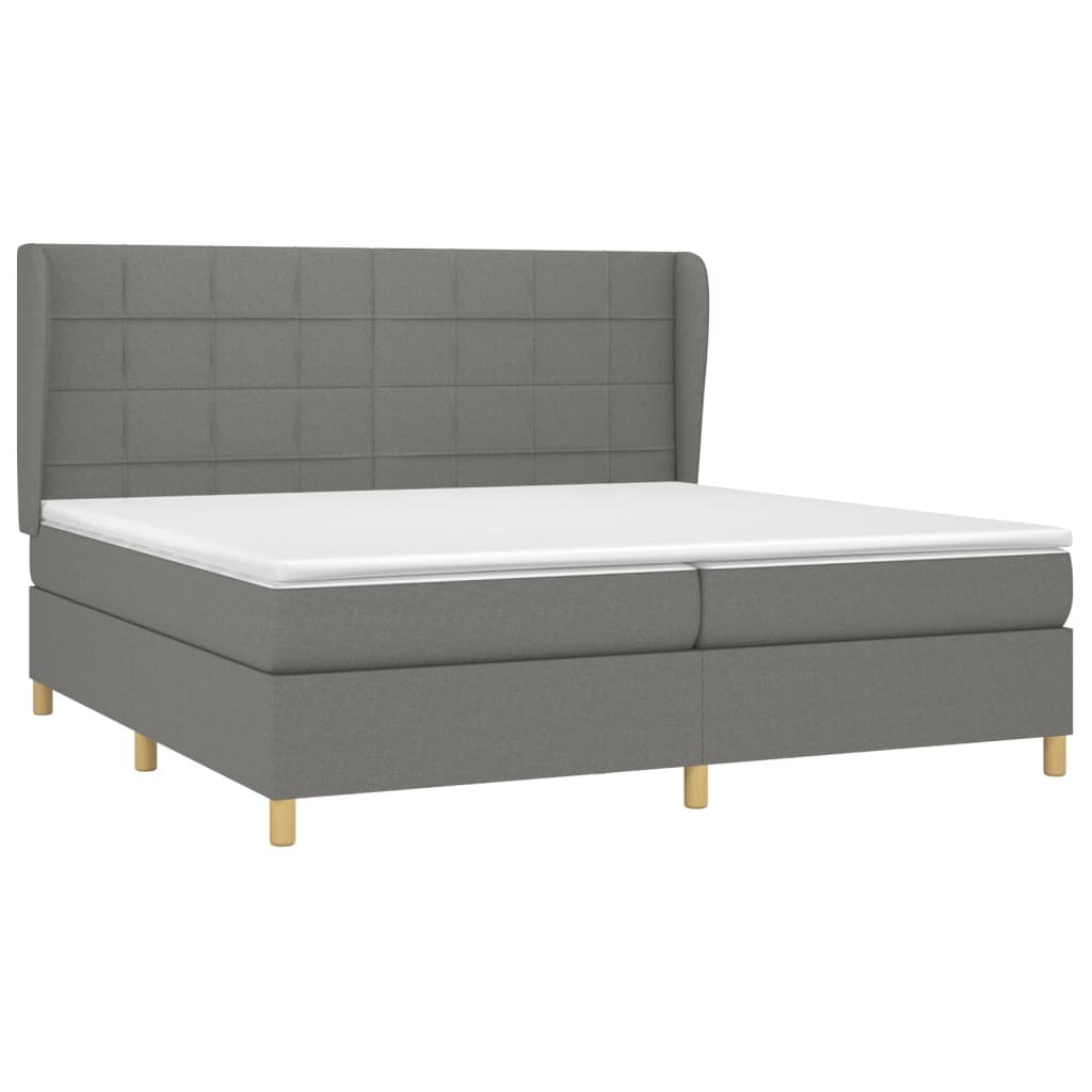 Giroletto a Molle con Materasso Grigio Scuro 200x200 cm Tessuto | homemem39