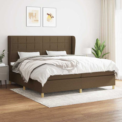 Giroletto a Molle con Materasso Marrone Scuro 200x200cm Tessuto