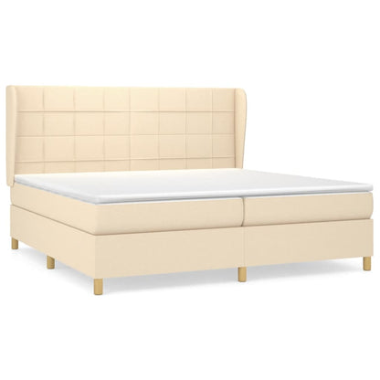 Giroletto a Molle con Materasso Crema 200x200 cm in Tessuto | homemem39