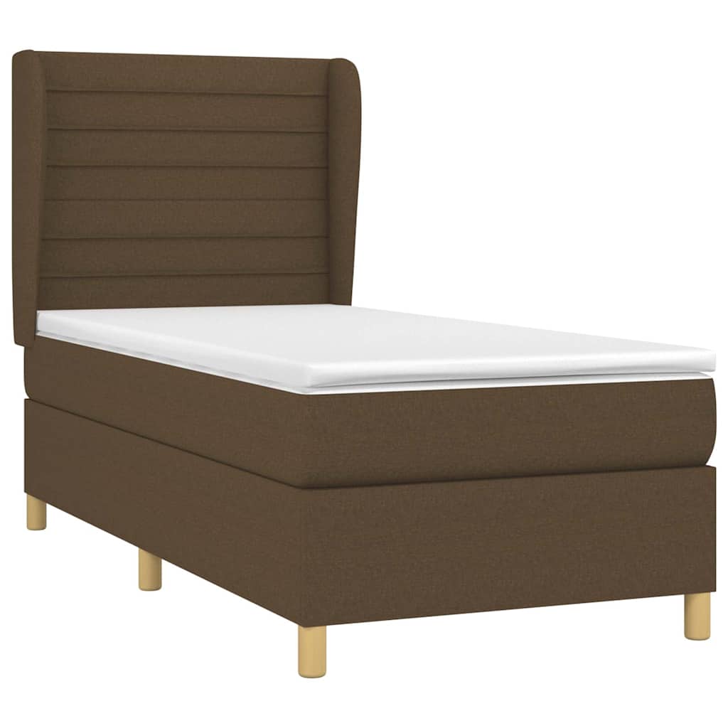Giroletto a Molle con Materasso Marrone Scuro 80x200 cm Tessuto