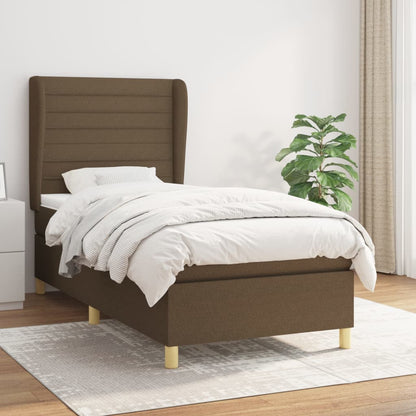 Giroletto a Molle con Materasso Marrone Scuro 80x200 cm Tessuto | homemem39