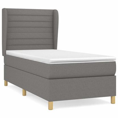 Giroletto a Molle con Materasso Grigio Scuro 90x190 cm Tessuto
