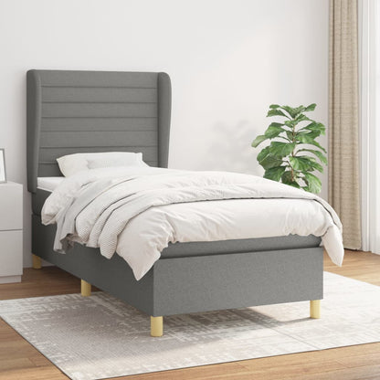 Giroletto a Molle con Materasso Grigio Scuro 90x200 cm Tessuto | homemem39