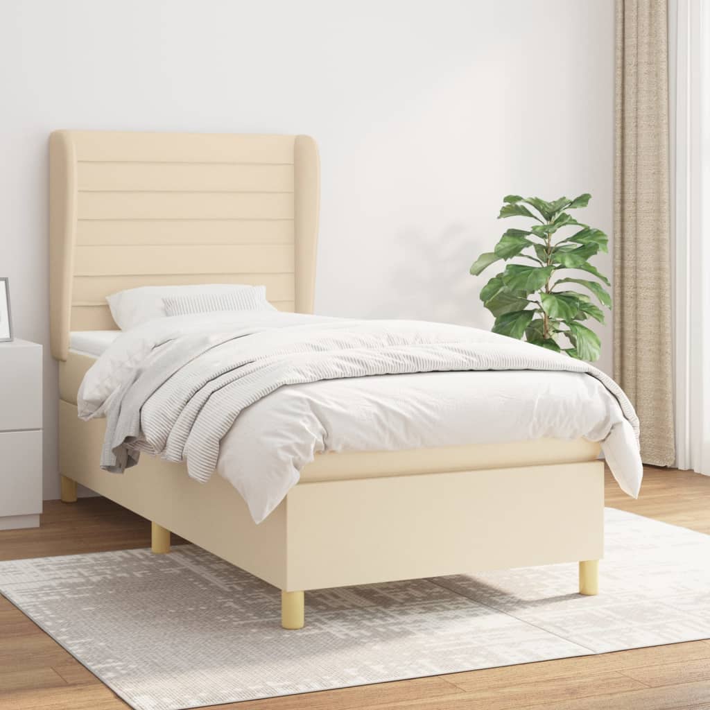 Giroletto a Molle con Materasso Crema 100x200 cm in Tessuto | homemem39