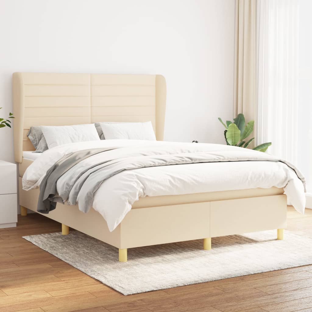 Giroletto a Molle con Materasso Crema 140x19 cm in Tessuto | homemem39