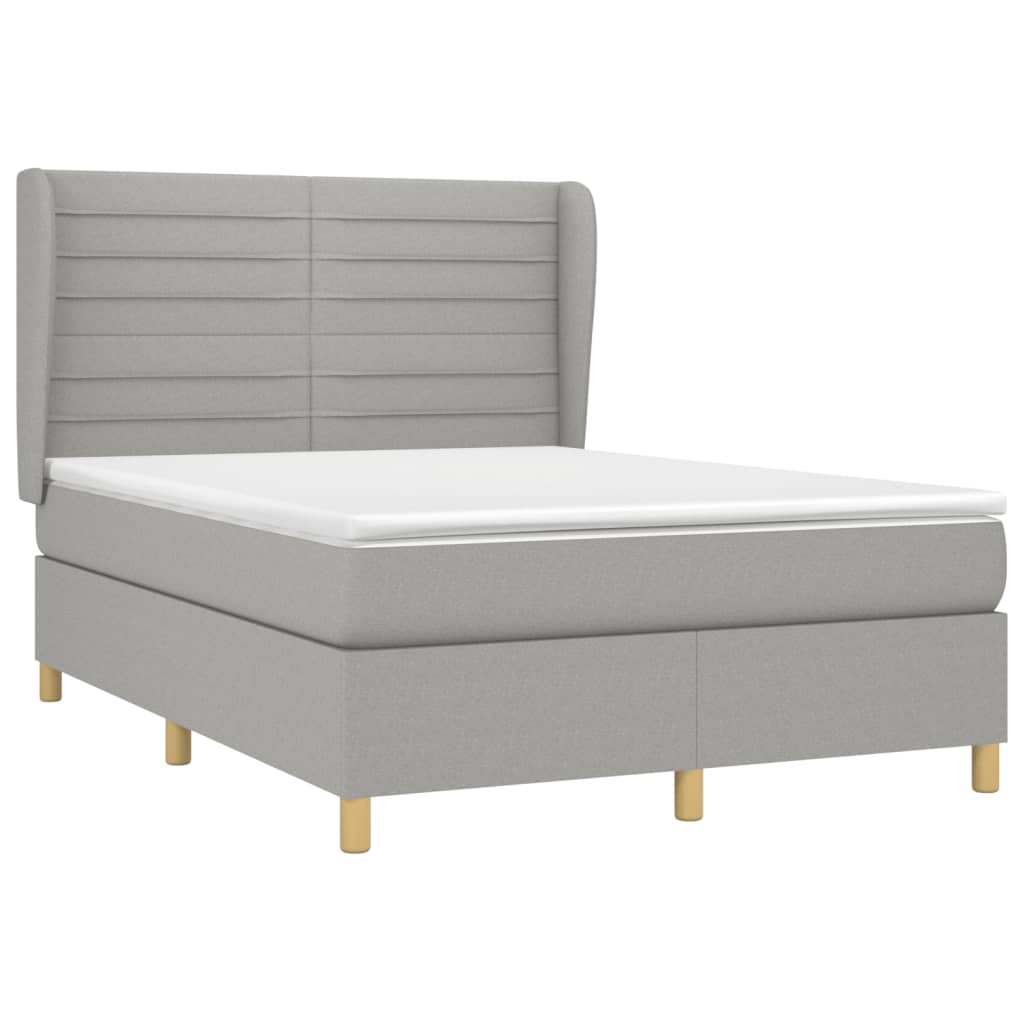 Giroletto a Molle con Materasso Grigio Chiaro 140x200cm Tessuto | homemem39