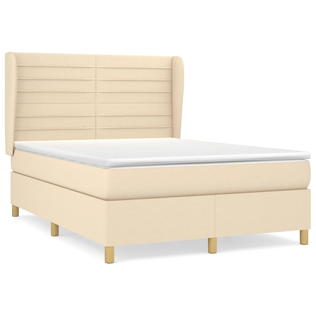 Giroletto a Molle con Materasso Crema 140x200 cm in Tessuto | homemem39