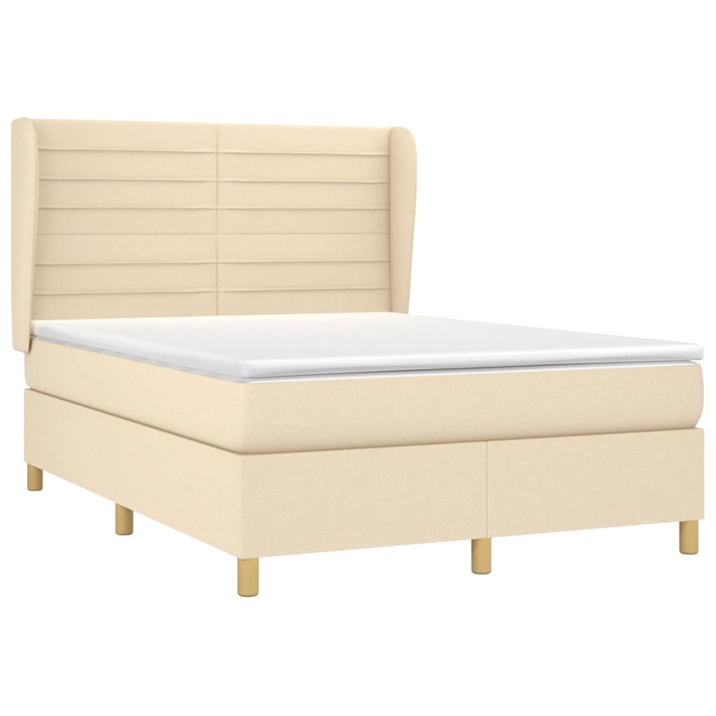 Giroletto a Molle con Materasso Crema 140x200 cm in Tessuto | homemem39