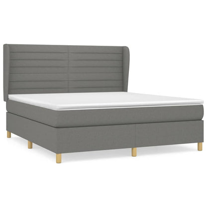 Giroletto a Molle con Materasso Grigio Scuro 160x200 cm Tessuto | homemem39