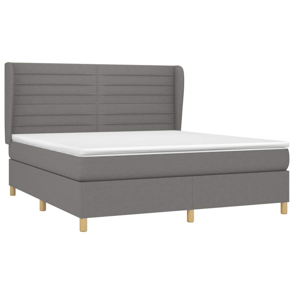 Giroletto a Molle con Materasso Grigio Scuro 160x200 cm Tessuto | homemem39
