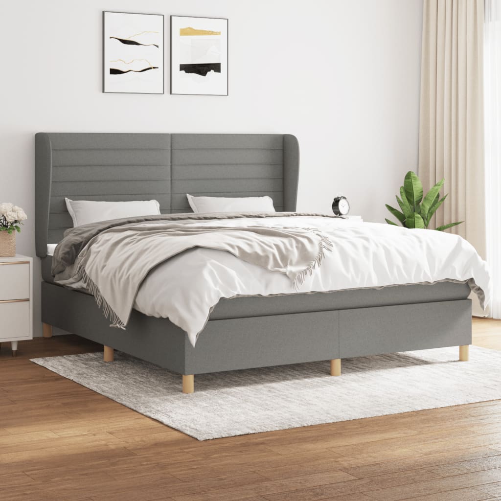 Giroletto a Molle con Materasso Grigio Scuro 160x200 cm Tessuto | homemem39