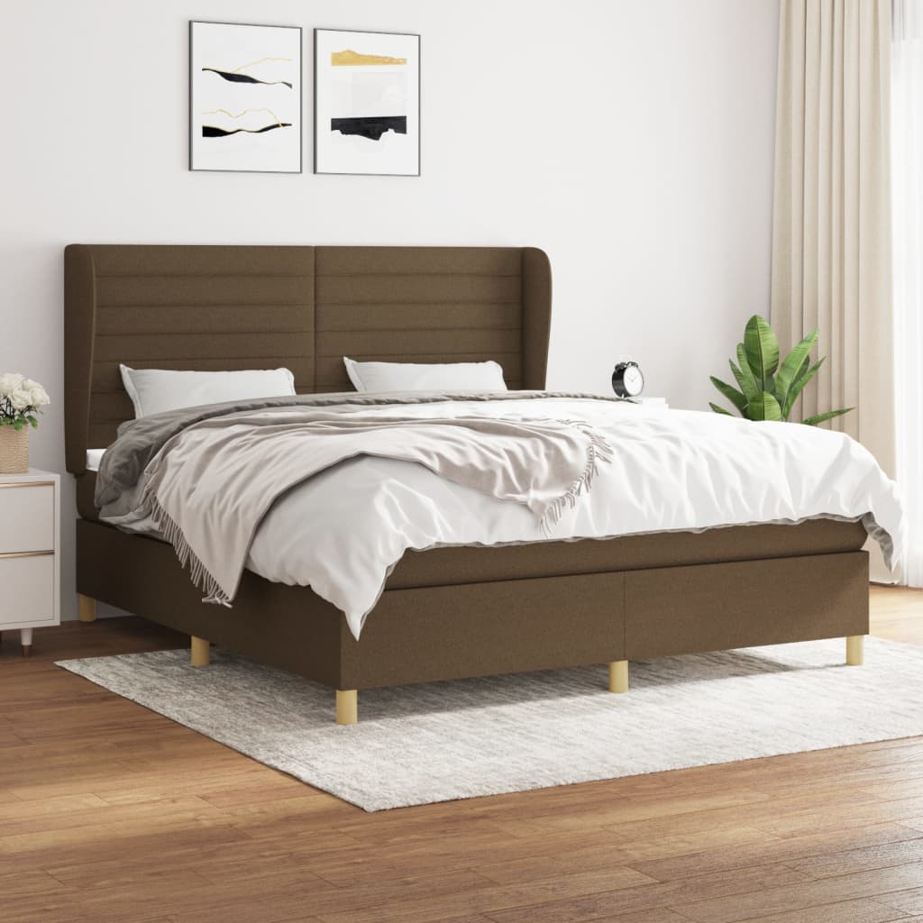 Giroletto a Molle con Materasso Marrone Scuro 180x200cm Tessuto | homemem39